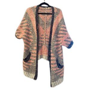Anthropologie Moth Carrefour Jacquard Oversized Knit Short Sleeve Cardigan S